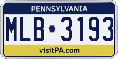 PA license plate MLB3193