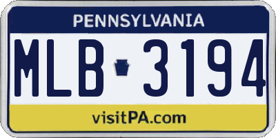 PA license plate MLB3194