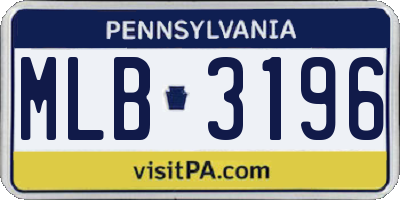 PA license plate MLB3196