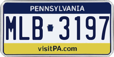 PA license plate MLB3197