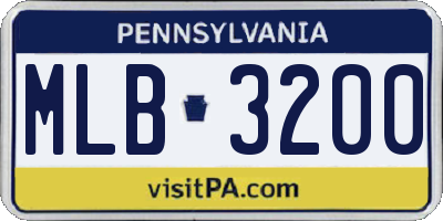PA license plate MLB3200