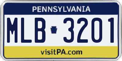 PA license plate MLB3201