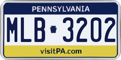 PA license plate MLB3202