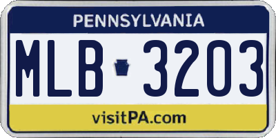 PA license plate MLB3203