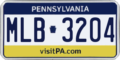 PA license plate MLB3204