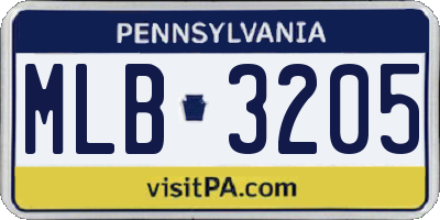 PA license plate MLB3205