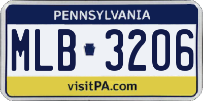 PA license plate MLB3206