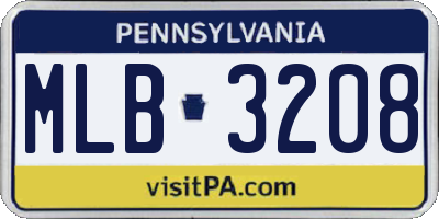 PA license plate MLB3208