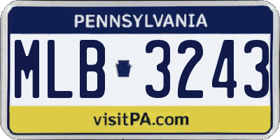 PA license plate MLB3243