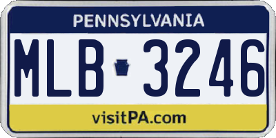 PA license plate MLB3246