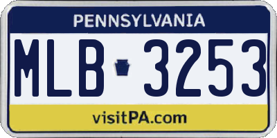 PA license plate MLB3253