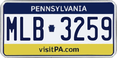 PA license plate MLB3259