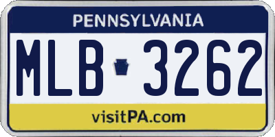 PA license plate MLB3262