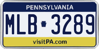 PA license plate MLB3289