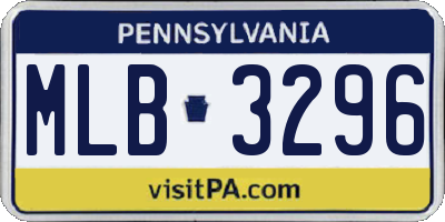 PA license plate MLB3296