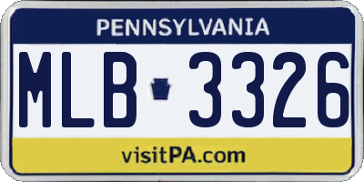 PA license plate MLB3326