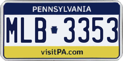 PA license plate MLB3353