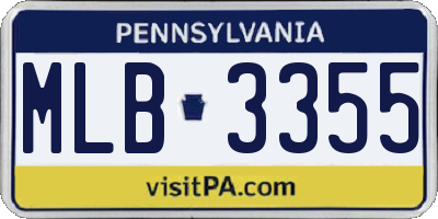 PA license plate MLB3355
