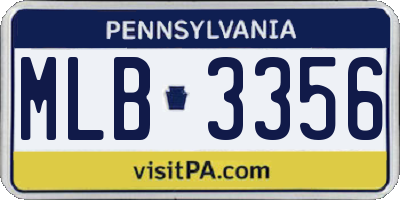 PA license plate MLB3356