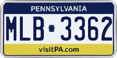 PA license plate MLB3362