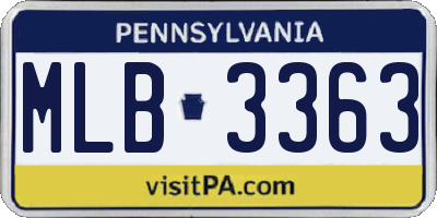 PA license plate MLB3363