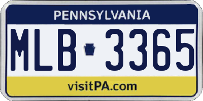 PA license plate MLB3365