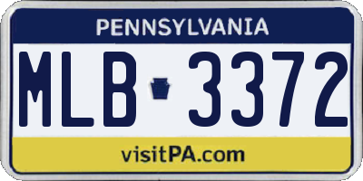 PA license plate MLB3372