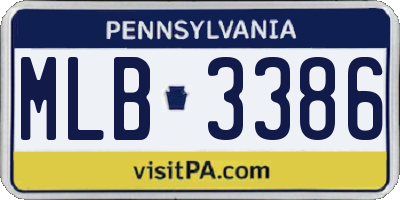 PA license plate MLB3386