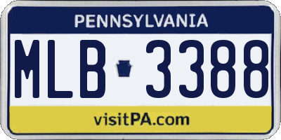 PA license plate MLB3388