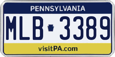 PA license plate MLB3389