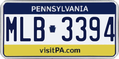 PA license plate MLB3394