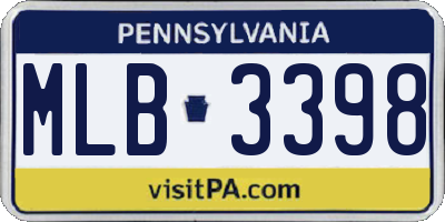 PA license plate MLB3398