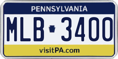 PA license plate MLB3400