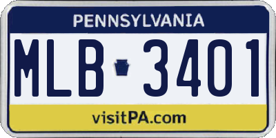 PA license plate MLB3401