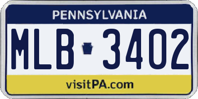 PA license plate MLB3402