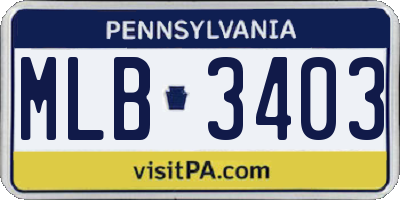 PA license plate MLB3403