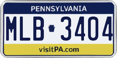PA license plate MLB3404