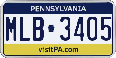 PA license plate MLB3405