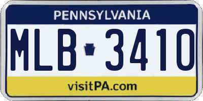 PA license plate MLB3410