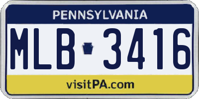 PA license plate MLB3416