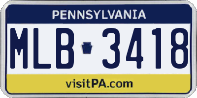 PA license plate MLB3418