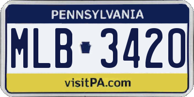 PA license plate MLB3420