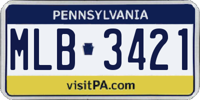 PA license plate MLB3421