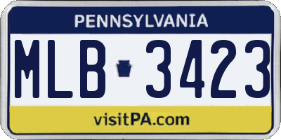 PA license plate MLB3423