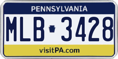 PA license plate MLB3428