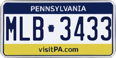 PA license plate MLB3433