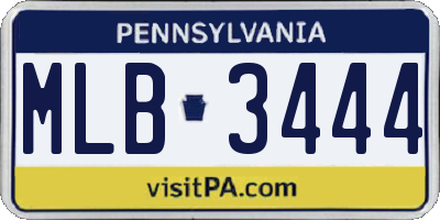 PA license plate MLB3444
