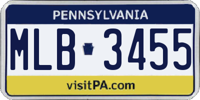 PA license plate MLB3455