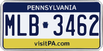PA license plate MLB3462
