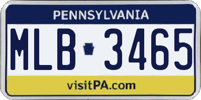 PA license plate MLB3465